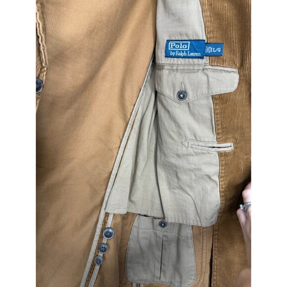 Vintage 90’s Polo Ralph Lauren Corduroy Blazer Sport Coat Brown Elbow Patch L - Picture 4 of 10